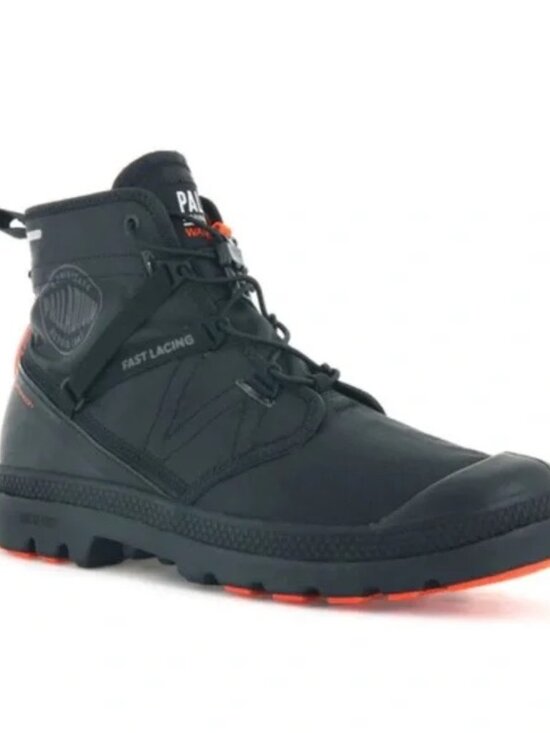Palladium Pampa Travel Lite+ Waterproof Boots | Elastic Cord | Black main image 7